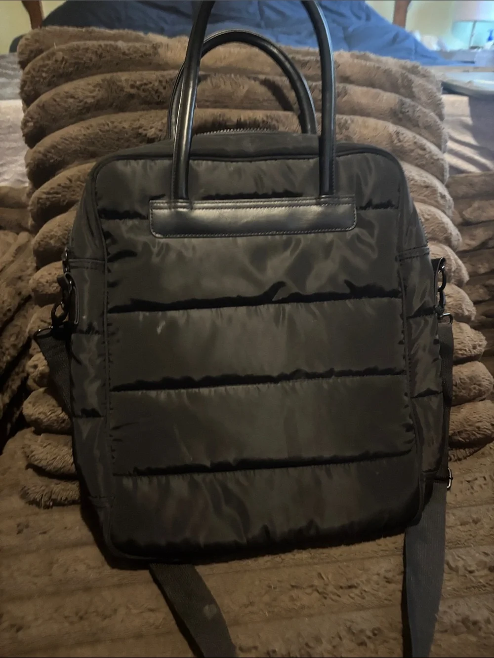 Mossimo Supply Co. Black Quilted Nylon Laptop Bag with Top Handles